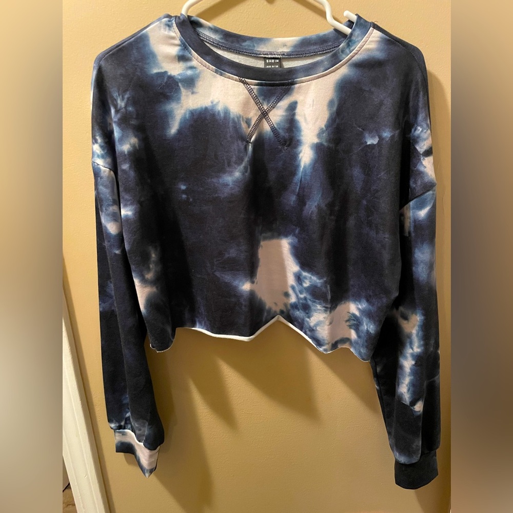 Long sleeve crop tye dye heavyweight tee